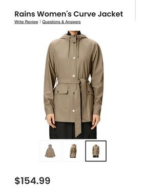 Rains Olive Curve Trench Coat with Hood